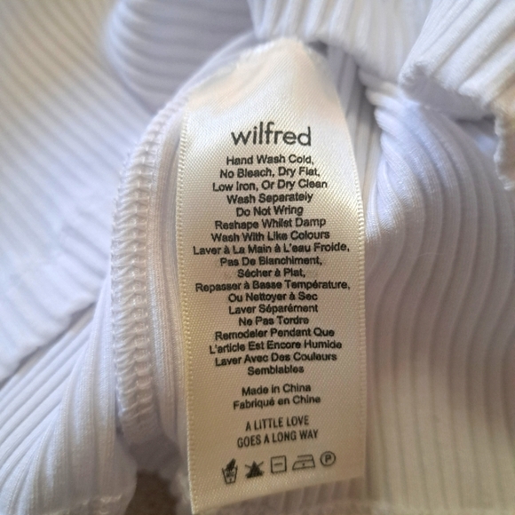 Wilfred White Ribbed Top Scoop Neck Short Sleeved Tee Fitted - Picture 6 of 11